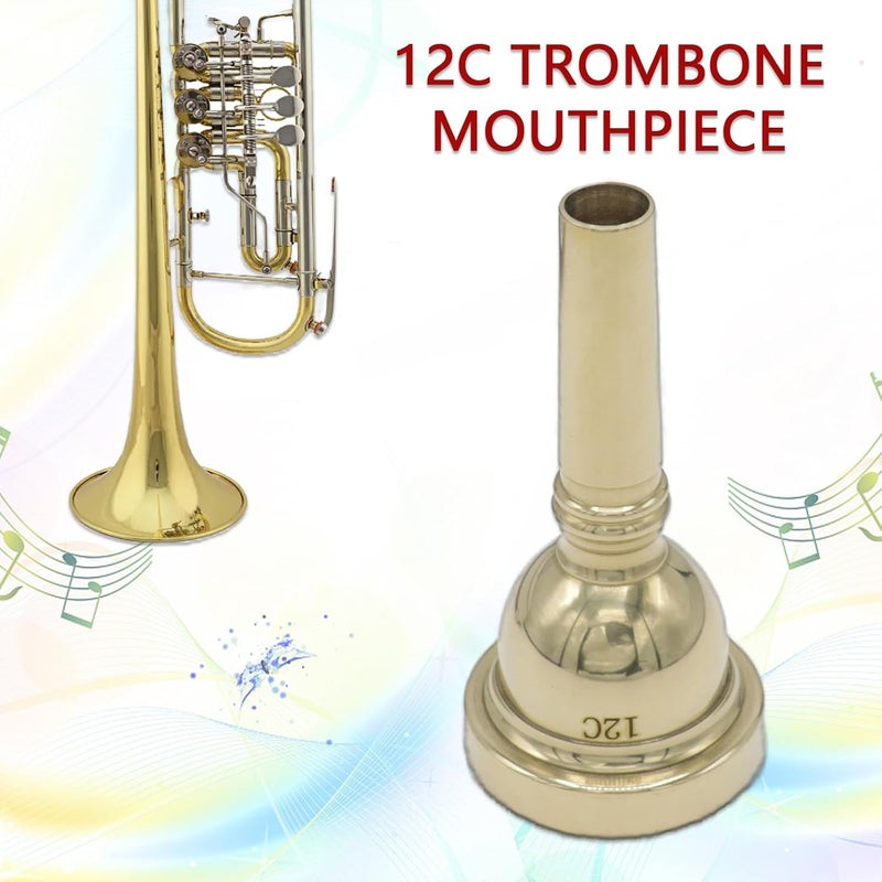 Cheerock 12C Trombone Mouthpiece, Gold Plated Small Shank Mouthpiece, Euphonium Mouthpiece with Superior Sound, Excellent for Baritone and Trombone Instrument Accessories - Image 2